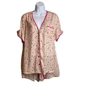 Summersalt Women's Pink Polka Dot Two Piece Shorts Pajama Size L Loungewear